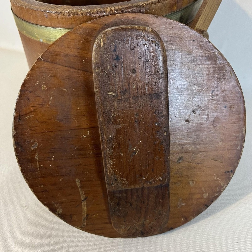 Antique/Vintage Wooden Brass Banded Shoe Shine Bucket Firkin‎ Shaker Style - Picture 8 of 16